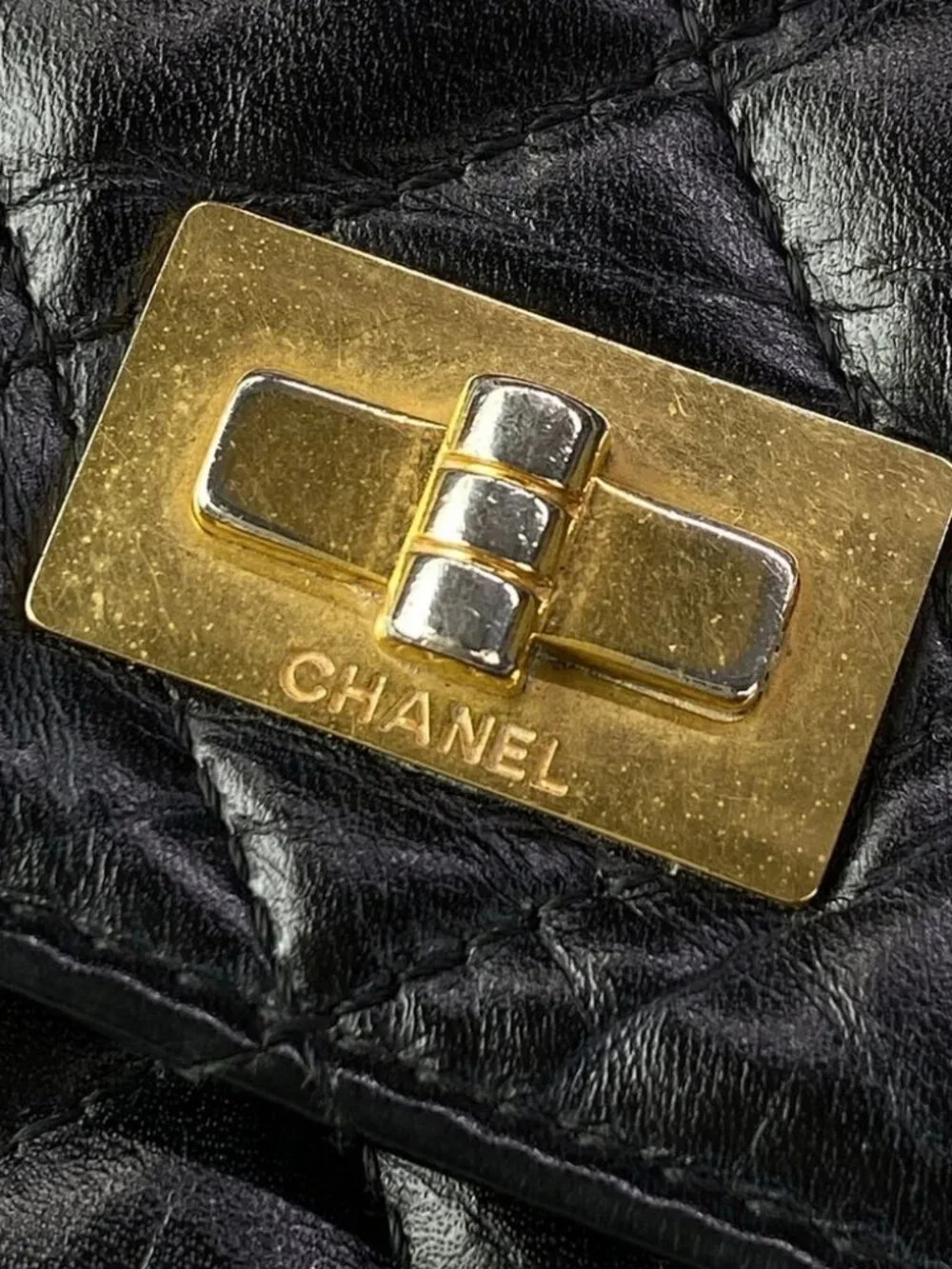 CHANEL Icon Charm Black Vintage Calf Shoulder Bag gold hardware